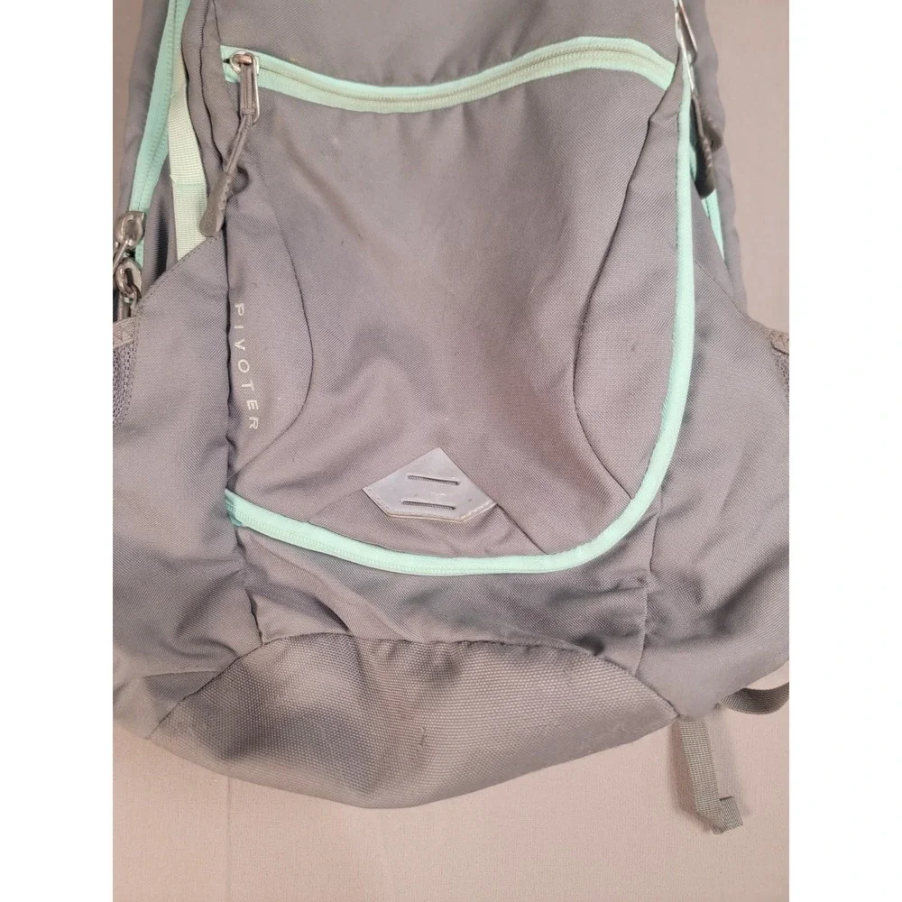 The North Face Pivoter Backpack Gray Mint Green Laptop School Travel Daypack